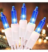 Meteds Christmas Lights 50 Count Clear Mini Lights White Wire UL Certified Connectable Warm White...