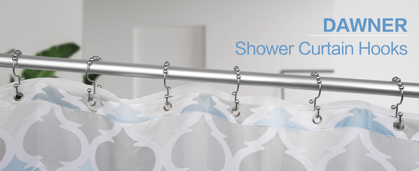 DAWNER Brushed NIckel Shower curtain hooks, Shower curtain rings,Shower rings,curtain hooks