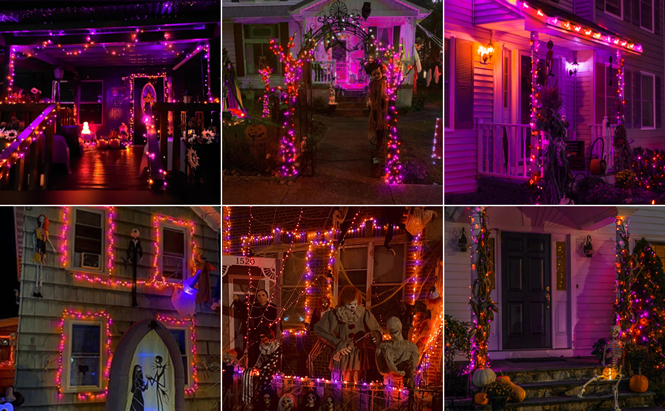orange purple decor lights
