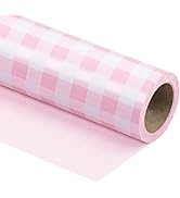WRAPAHOLIC Reversible Wrapping Paper Roll - Mini Roll - 17 Inch X 33 Feet - Pink and White Plaid ...
