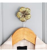 Indian Shelf 3 Pieces Boho Flower Decorative Wall Hooks Gold Floral Vintage Coat Hooks for Hangin...