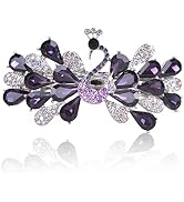 Sankuwen Peacock Rhinestone Hairpin Luxury Crystal Hair Barrette Clip(Purple)