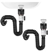 Rackickyer 2 Pack Bathroom Sink Drain Kit, with Flexible Expandable P-Trap Sink Drain Pipe, Fits ...