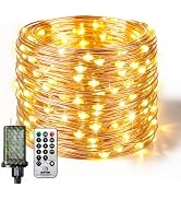 btfarm Fairy Lights Plug in with Remote, 33FT 100 LED Outdoor Twinkle Lights Waterproof with Time...