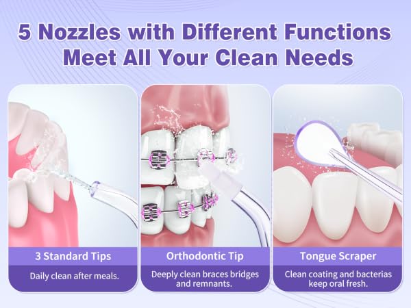 Tovendor electric flosser with 5 Multifunction Nozzles