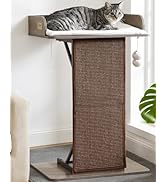 Modern Wood Cat Tree Tower for Indoor Large Cats, 33.8-Inch Tall Wooden Cat Trees with Big Perch ...
