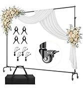 Qoolfoto 10x7.7FT Heavy Duty Rolling Backdrop Stand, Adjustable Photo Background Banner Stand wit...