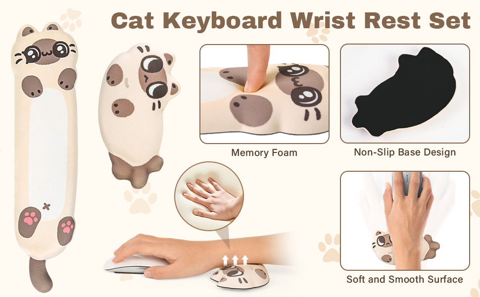 Cat Keyboard Wrist Rest set