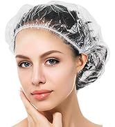Auban 100PCS Disposable Shower Caps, Plastic Clear Hair Cap Large Thick Waterproof Bath Caps for ...