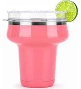 Sursip 16oz Insulated Margarita Tumbler, Cocktail Glass with Lid & Straws | 360° Saltable Rim Lid...