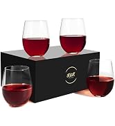 K&K Home Stemless Wine Glasses Set of 4, 19 Oz Wine Glasses for Red Wine, White Wine, Spirits, an...