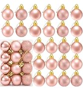 24 Count Small Rose Gold Christmas Ornaments Balls, Mini Ornaments for Mini Christmas Tree, Small...
