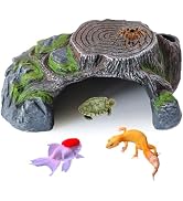 MUYG Resin Reptile Hide Cave,Leopard Gecko Cave Hideout Reptiles Habitat Tree Stump Decor Lizard ...