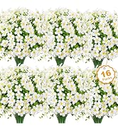 Besteek 16 Bundles Artificial Flowers for Outdoors Decoration Fake Silk Flowers UV Resistant Faux...