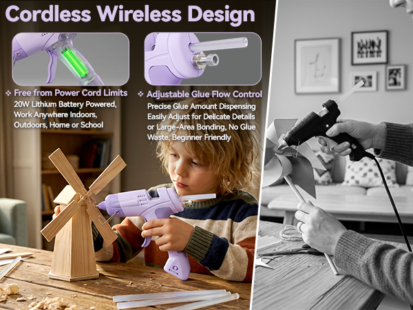Cordless Hot Glue Gun,Rechargeable Hot Glue Gun,Adjustable Hot Glue Gun,Beginner Friendly Glue Gun
