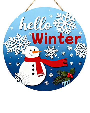 Snowman Winter Wreath for Front Door