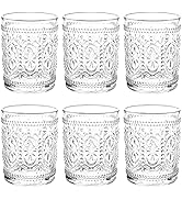 Bekith 6 Pack Drinking Glasses, 9.5 oz Romantic Water Glasses Tumblers, Heavy Duty Vintage Glassw...