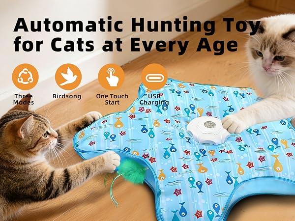 Interactive Cat Toy, Peek-a-Boo Series – Hidden Feather Wand, Rechargeable Indoor Hunting Toy