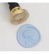 UNIQOOO 3D Embossed Relief Hydrangea Flowers Wax Seal Stamp with Wooden Handle, Floral Botanical ...