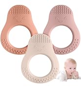 Eascrozn 3 Pack Baby Teething Toys, Food Grade Silicone Teethers for Babies 3-6 6-12 Months, Avoc...