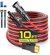 Solar Connector to XT60 Charge Extension Cable, 10AWG 10FT XT60 Adapter Cable to Solar Panel Char...
