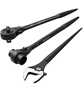 MAXPOWER 3Pcs Spud Ratchet Set, 3/4"x 7/8" Dual Socket Scaffold Wrench, 1/2" x 3/8" Dual Head Rat...