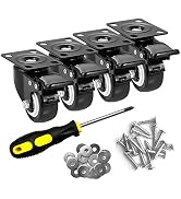 ASHGOOB 2" Caster Wheels Set of 4, Heavy Duty Casters with Brake, No Noise Locking Polyurethane (...