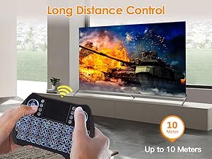 Wireless keyboard with remote control up to 10 meters