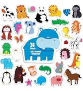 31PCS Animal Gel Clings Decals Stickers, Thick Window Door Clings Removable Reusable Stickers for...