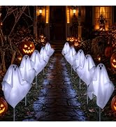 DTNESS 10 Pack Halloween Ghost Pathway Lights w/ 240 Pre-Lit LEDs & 8 Modes | DIY Poseable Arms, ...