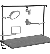 jusmo LS15 Desk Overhead Camera Mount Rig Top-Down Shots, Professional Aluminum Tabletop Multi-De...