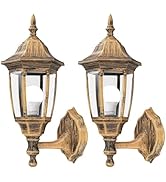 EMART Outdoor Porch Light, Brushed Gold, Anti-Corrosion Plastic Material, Wall Mount Lantern for ...