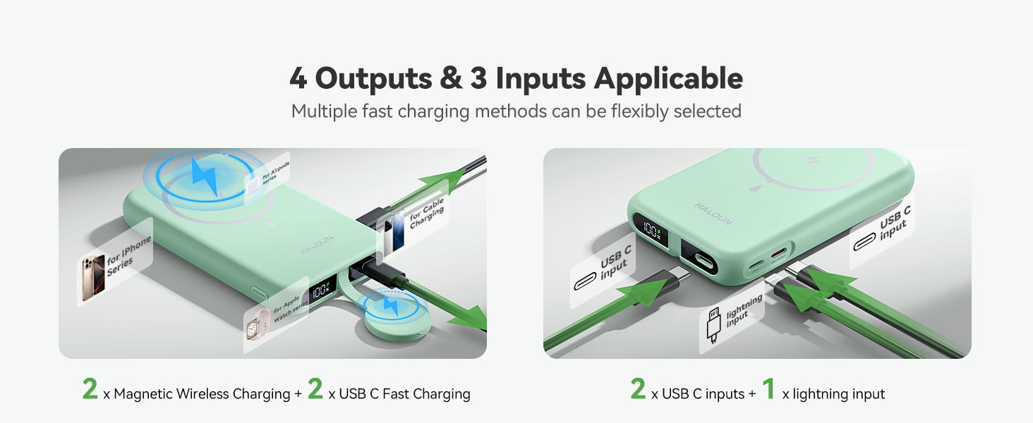 Haloun Magnetic Power Bank green -3-1