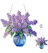 Eiflow DIY Hanging Diamond Art Kit Violet Flower, Acrylic Diamonds Painting Pendant Board Kit Flo...