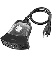 Fosmon Outdoor Timer Outlet Waterproof, Outdoor Light Timer for Electrical Outlets, Weatherproof ...