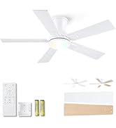 Modern Ceiling Fans with Lights - 42" Low Profile Ceiling Fan with Light and Remote, Flush Mount ...