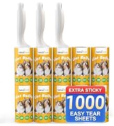 Extra Sticky Lint Roller, 1000 Sheets Value Pack with 3 Reinforced Handles, Tear-Resistant Sheets...