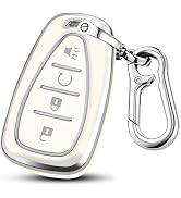 MILD EAST for Chevy Key Fob Cover with Keychain, Soft TPU Full Protection 4 Buttons Key Case for ...
