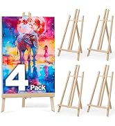 4 Pack 16 Inch Wooden Easel Stand, Portable A-Frame Tabletop Display Easel for Painting, Canvas, ...