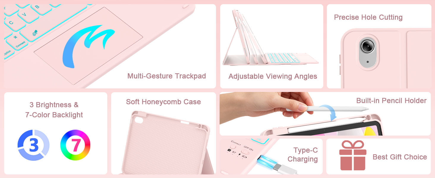 for iPad 11th (A16, 2025)/10th Generation Case with Keyboard