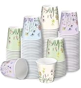 RUSPEPA 2 oz Bathroom Cups, Disposable Paper Cups - 100 Pack Set Wild Flower Design Printed - Min...