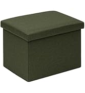 PINPLUS Flat Top Folding Linen Storage Ottoman 16.5", 36L Collapsible Storage Cube with Lid, 250 ...