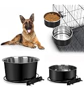 Attachable Dog Bowls for Crates, ShineMe 40oz & 60oz Dog Kennel Food and Water Bowl, 7.1 x 3.7” &...