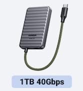 UGREEN NeoDrive Go 1TB Portable SSD with 40Gbp Built-in Cable Up to 4000MB/s, TSMC External Solid...