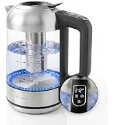 OVENTE 1.8L Glass Electric Kettle with Tea Infuser, Silver KGD752S | 1500W Fast Boiling, Easy Fil...