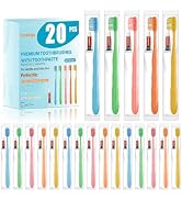 Fresings 20 Pack Disposable Toothbrushes with Toothpaste, Individually Wrapped Soft Bristle Trave...