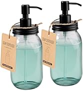 Amolliar Quart Size Mason Jar Liquid Soap Dispenser, 32OZ Glass Pump Bottle Rustproof Stainless S...