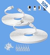 2Pack 10ft Flat Micro USB Extension Cable, USB to Micro Long Charging Power Cord for Security Cam...