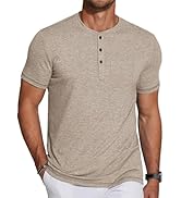COOFANDY Men's Soft Henley Short Sleeve T Shirts Casual Basic Shirt with Pocket 3 Button Tees Sum...