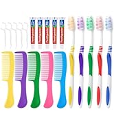 Zhjianup Travel Size Disposable Toothbrushes with Toothpaste Dental Floss Picks and Comb in Bulk,...